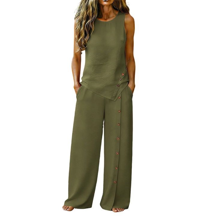 Two-Piece Women's Set – Sleeveless Top, Wide-Leg Pants