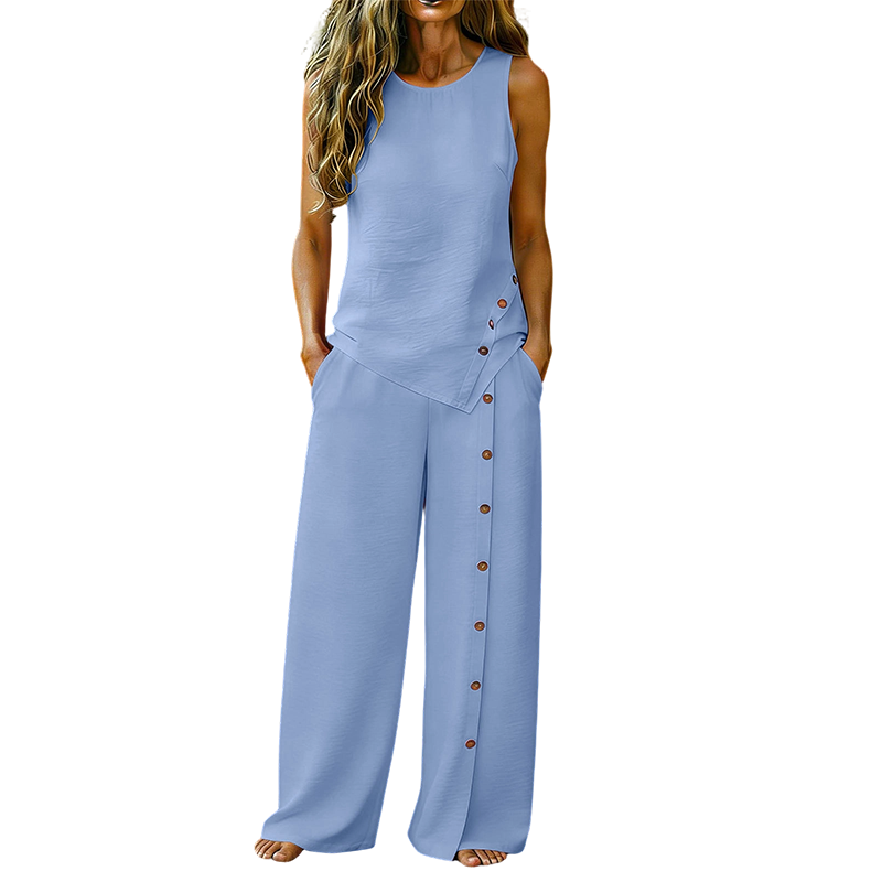 Two-Piece Women's Set – Sleeveless Top, Wide-Leg Pants
