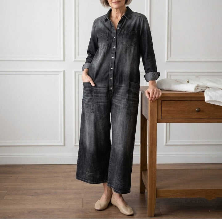 Diana | Vintage Washed Cotton Denim Overalls
